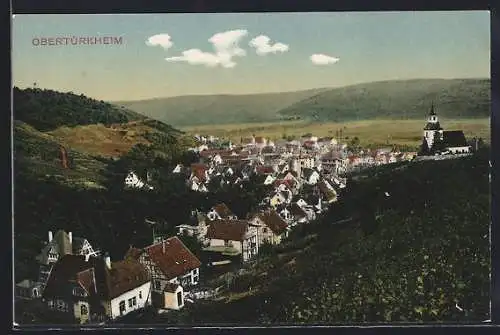 AK Obertürkheim, Teilansicht mit Kirche