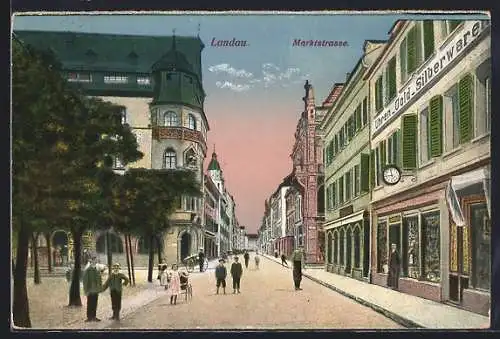 AK Landau / Pfalz, Marktstrasse mit Geschäften