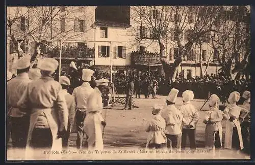 AK Barjols, Fête des Tripettes de St Marcel, Mise en broche du boeuf pour être rôti