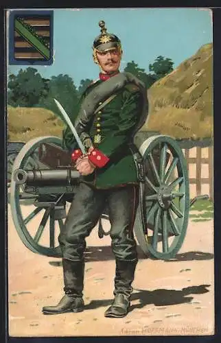 Künstler-AK Anton Hoffmann - München: Kanonier der sächsischen Feld-Artillerie
