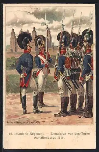 Künstler-AK Anton Hoffmann - München: Aschaffenburg, 100. Jubiläum d. 14. Infanterie-Regiments 1914