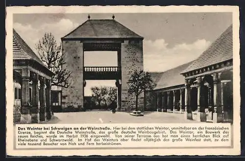 AK Schweigen a. Weinstrasse, Strassenpartie am Weintor