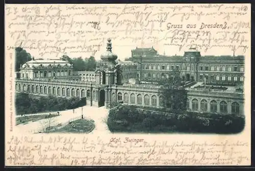 AK Dresden, Kgl. Zwinger mit Parkanlage