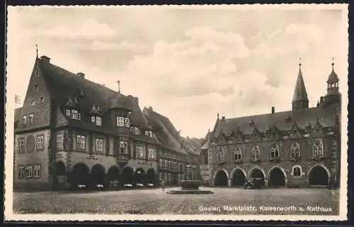 AK Goslar, Marktplatz, Kaiserworth und Rathaus