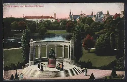 AK Hannover, von Bennigsen-Denkmal mit Stadt