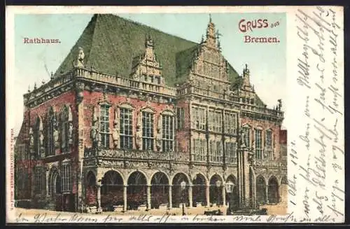 AK Bremen, Rathaus mit Denkmal