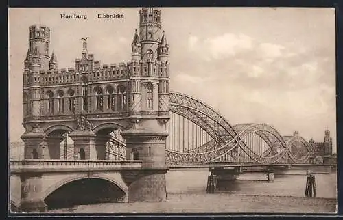 AK Hamburg-Rothenburgsort, Elbbrücke vom Ufer aus gesehen