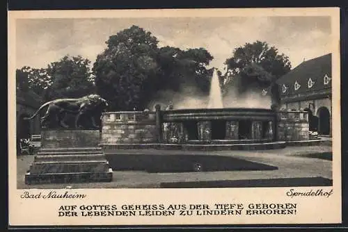 AK Bad Nauheim, Sprudelhof mit Löwenstatue