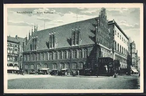 AK Hannover, Marktstände vor dem alten Rathaus