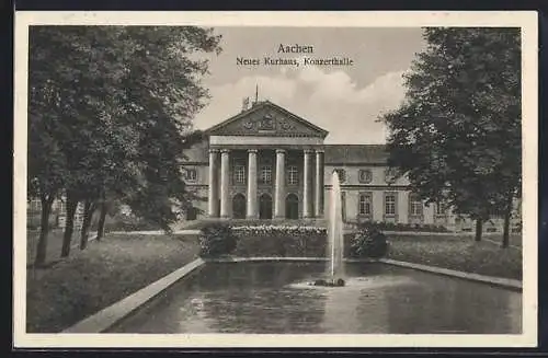 AK Aachen, Konzerthalle des neuen Kurhauses mit Springbrunnen