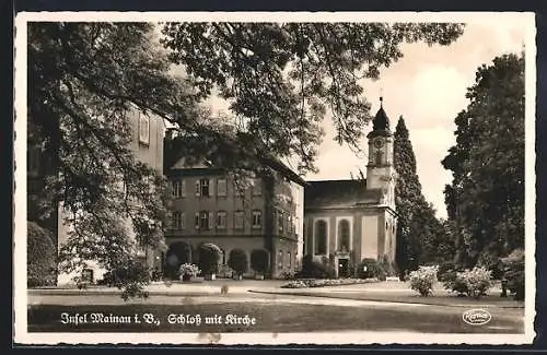 AK Insel Mainau, Schloss mit Kirche