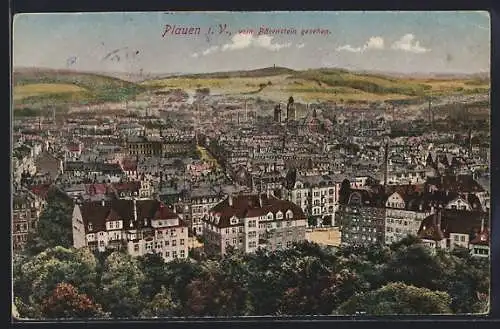 AK Plauen i. V., Ortsansicht vom Bärenstein gesehen