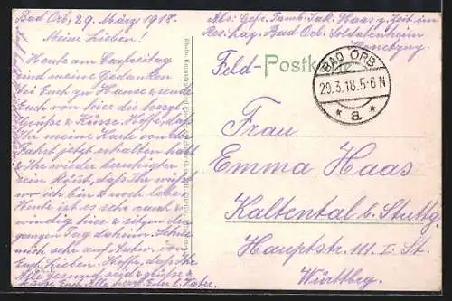 AK Bad-Orb, Ortsansicht mit Landschaftspanorama