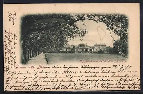 AK Bonn, Hofgarten und akad. Kunstmuseum