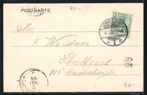 AK Düsseldorf, Rheinpartie mit Dampfern an der Anlegestelle