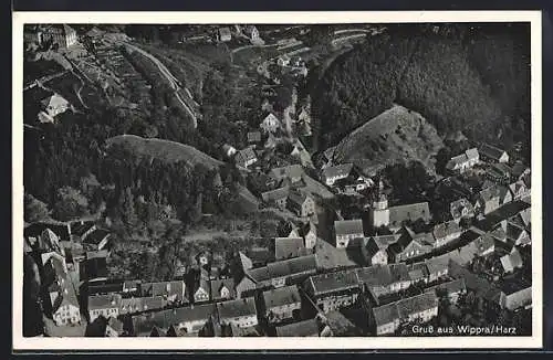 AK Wippra, Panoramablick vom Flugzeug aus
