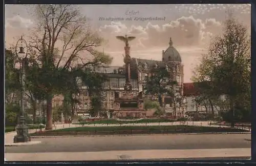 AK Erfurt, Hirschgarten mit Kriegerdenkmal