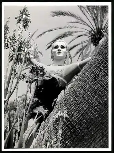 Fotografie Serge Lido, Paris, Balletttänzerin Gislinde Skroblin im Kostüm zwischen Palmen