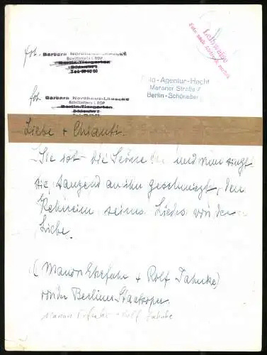 Fotografie Barbara Nordhaus-Lüdecke, Berlin, Manon Erfuhr und Rolf Jahnke, Tänzer der Berliner Staatsoper
