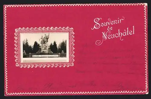 Lithographie Neuchâtel, Monument de la République, Passepartout