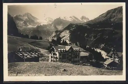 AK Wengen, Hotel Brunner mit Bergen