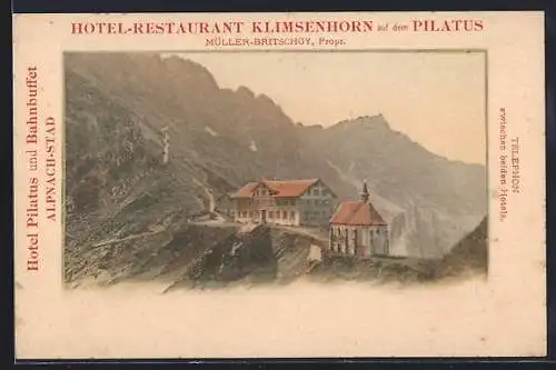 AK Alpnach-Stad, Hotel-Restaurant Klimsenhorn auf dem Pilatus