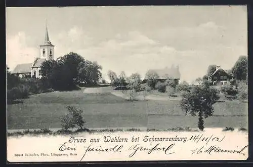 AK Wahlern bei Schwarzenburg, Ortspartie mit Kirche