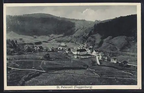 AK St. Peterzell /Toggenburg, Strassenpartie mit Kirche