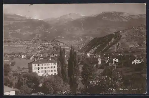AK Sierre-Glarey, Panorama mit Bergen