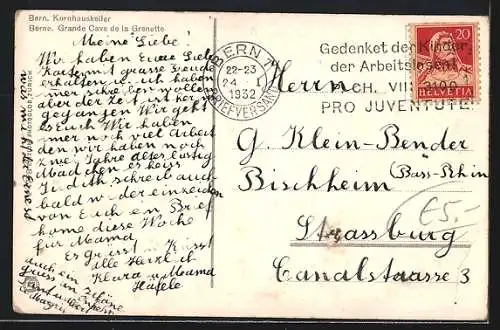 AK Bern, Gasthaus Kornhauskeller, Innenansicht