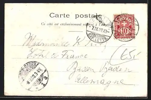 AK Genève, Rue du Mont-Blanc et Hotel Suisse