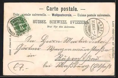 AK Basel, Münster, Marktplatz, Spalentor