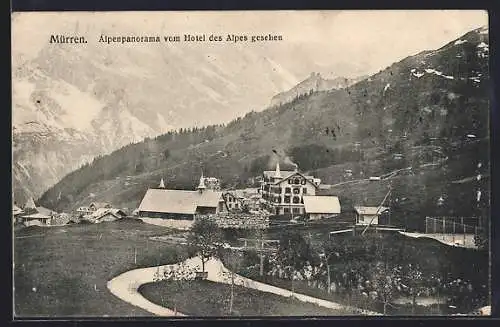 AK Mürren, Alpenpanorama vom Hotel des Alpes gesehen