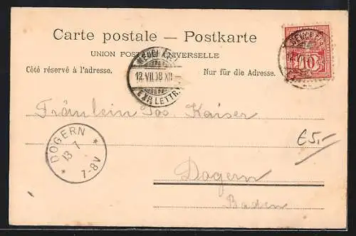 AK Neuchâtel, Teilansicht mit Kirche bei Mondschein