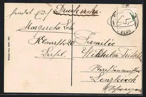 AK Alt-Basel, Strassenpartie mit Denkmal im Schnee, Neujahrsgruss