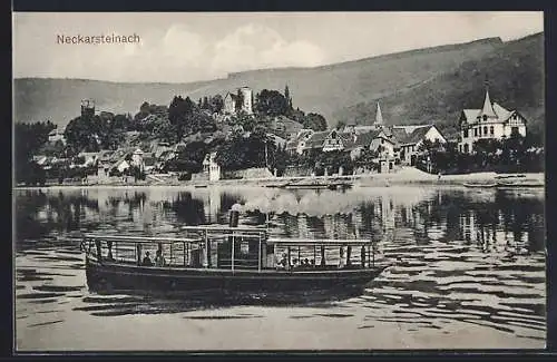AK Neckarsteinach, Boot auf dem Neckar