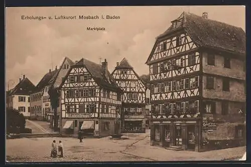 AK Mosbach i. Baden, Marktplatz mit Geschäften