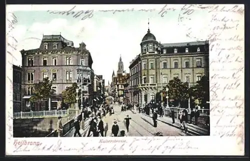AK Heilbronn, Kaiserstrasse mit Passanten