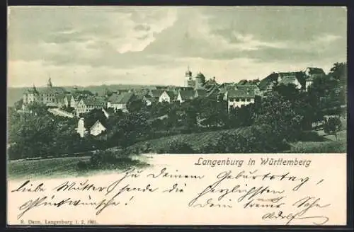 AK Langenburg in Württemberg, Teilansicht mit Bäumen