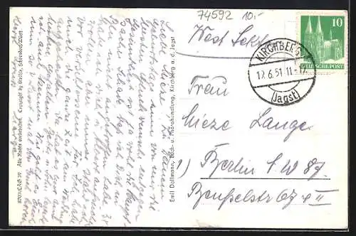 AK Kirchberg a. d. Jagst, Teilansicht mit Kirche