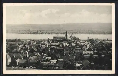 AK Geisenheim a. Rhein, Teilansicht mit Kirche