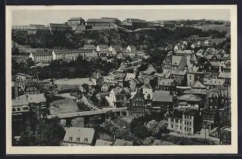 AK Oberstein /Nahe, Ortsansicht mit Nahebrücke aus der Vogelschau