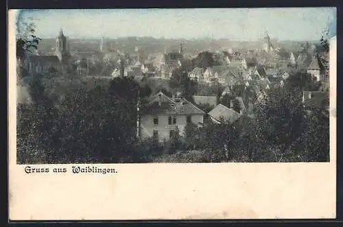 AK Waiblingen, Blick über die Dächer der Stadt