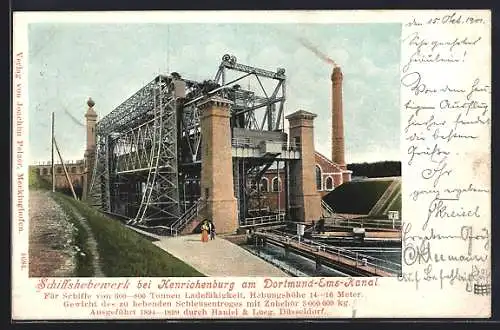 AK Waltrop, Blick auf das Schiffshebewerk bei Henrichenburg am Dortmund-Ems-Kanal