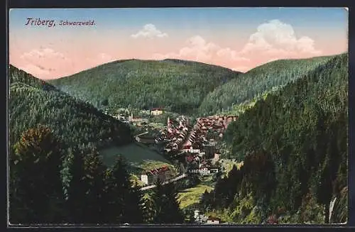 AK Triberg /Schwarzwald, Teilansicht mit Kirche