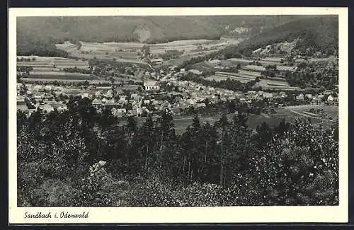 AK Sandbach i. Odenwald, Teilansicht mit Kirche