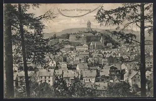 AK Dillenburg, Teilansicht mit Bäumen