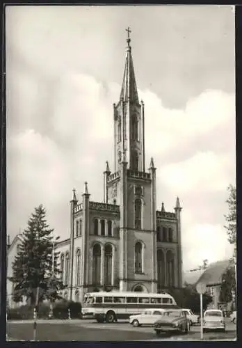 AK Fürstenberg /Havel, Strassenpartie mit Kirche