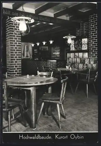 AK Oybin, Gasthaus Hochwaldbaude, Innenansicht