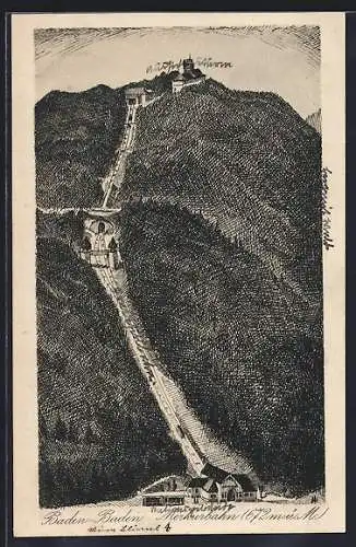 Künstler-AK Baden-Baden, Merkurbahn